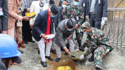 PM Oli lays foundation stone for city hall