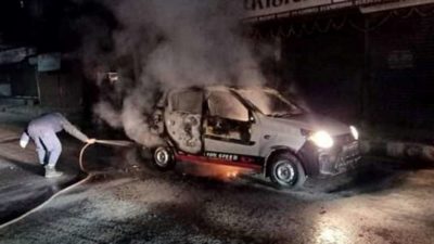 Cab set on fire in Gongabu as agitating NCP enforces…