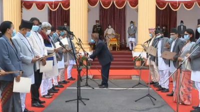 President administers oath to PM Oli for third stint