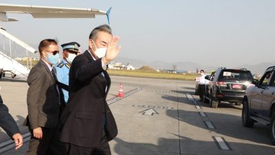 Chinese Foreign Minister Wang Yi arrives in Kathmandu