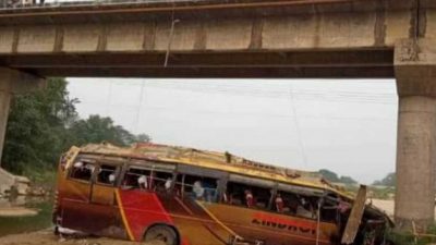 Nine killed as passenger bus falls into river