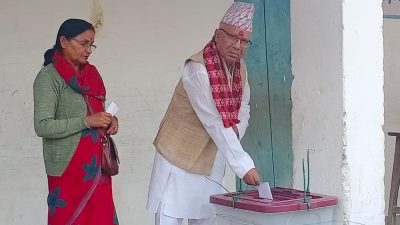 Former PM Nepal votes in Rautahat