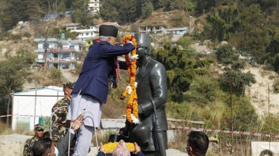 PM Deuba unveils statue of late leader Bhattarai