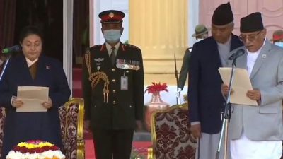 President Bhandari administers oath to newly-appointed PM Prachanda