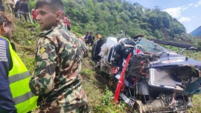 Simrik Air’s helicopter crashes in Sankhuwasabha