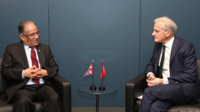 PM Dahal meets Norwegian Prime Minister Jonas in New York