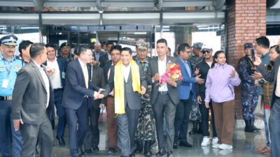 DPM Shrestha arrives home from China