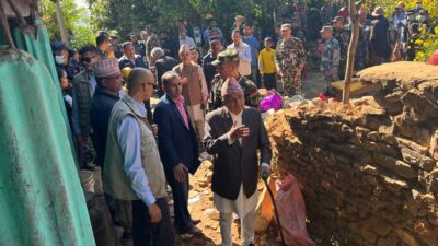 President visits Thaple in earthquake-hit Jajarkot district