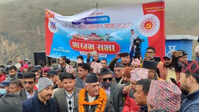 UML Chair Oli inaugurates party’s Sankalpa Yatra from Baitadi