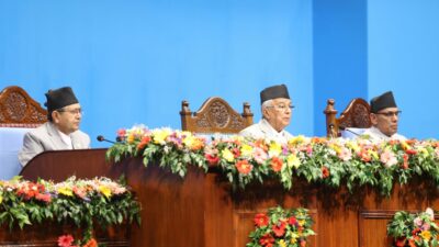 President Paudel presenting government’s policies and programmes in Parliament