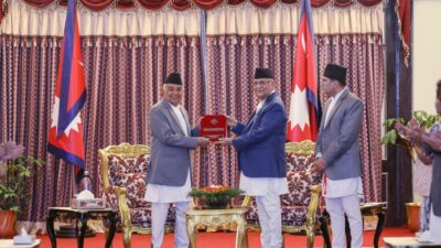 PM Oli presents Security Council’s reports to President Paudel