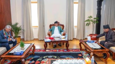 PM Oli meets leaders Deuba, Dahal