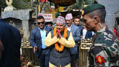 President offers worship at Dakshinkali temple