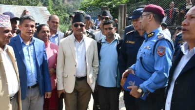 Home Minister Lekhak visits disaster-hit Bhumidanda, Bethanchowk