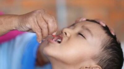 Vitamin ‘A’ and de-worming tablets being administered to children today…