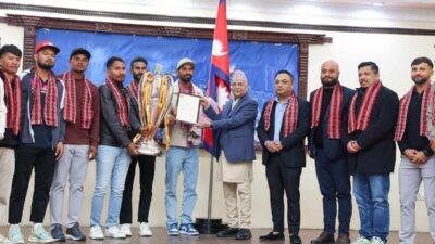 PM Oli felicitates NPL Champions Janakpur Bolts