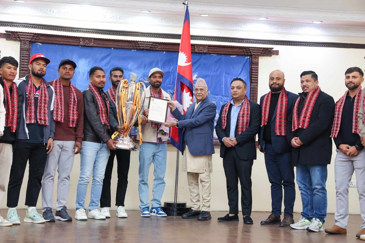 PM Oli felicitates NPL Champions Janakpur Bolts