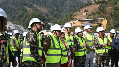 President inspects Kathmandu-Terai/Madhesh Fast Track (Expressway) Road Project