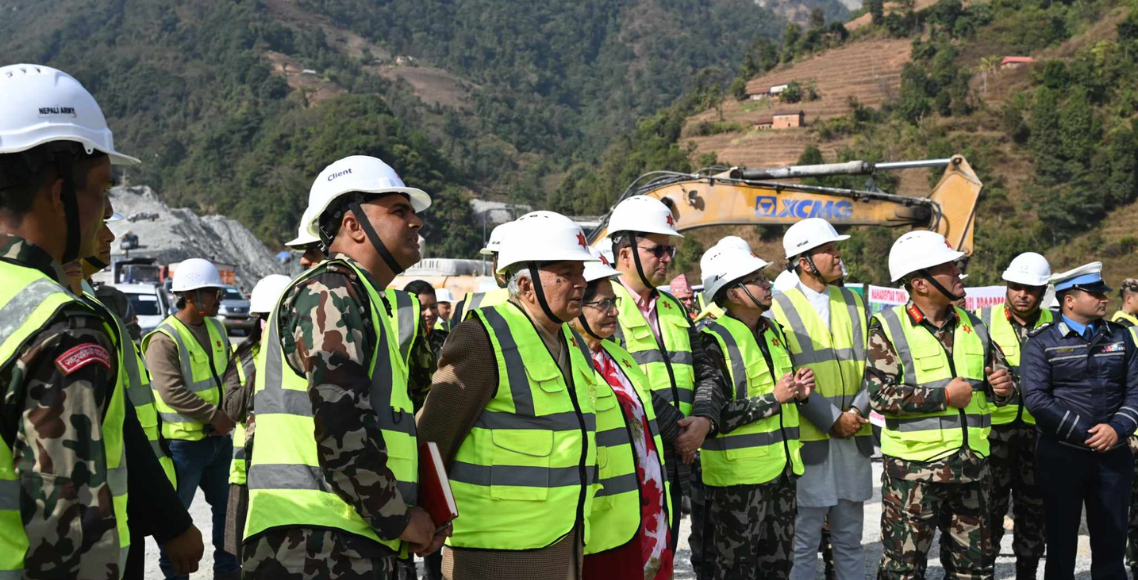 President inspects Kathmandu-Terai/Madhesh Fast Track (Expressway) Road Project