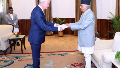 Four non-resident ambassadors present credentials before Prez Paudel