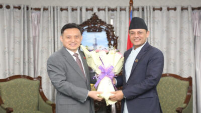Chinese envoy pays courtesy call on Speaker Aryal