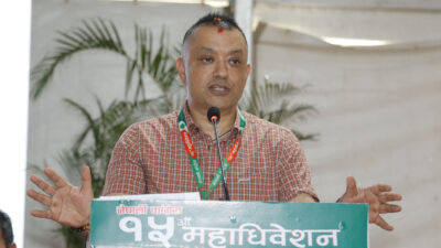 Nepali Congress chief presents political report at party convention